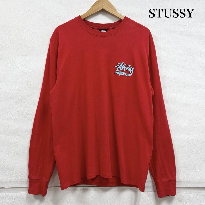 ステューシー STUSSY Tシャツ 長袖 長袖 ロゴ 両面プリント Tシャツ M ロゴ、文字 X プリント 赤 / レッド / red メンズ USED 古着 中古 50162980