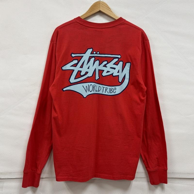 ステューシー STUSSY Tシャツ 長袖 長袖 ロゴ 両面プリント Tシャツ M ロゴ、文字 X プリント 赤 / レッド / red メンズ USED 古着 中古 50162980