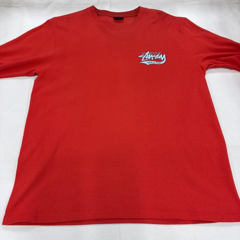 ステューシー STUSSY Tシャツ 長袖 長袖 ロゴ 両面プリント Tシャツ M ロゴ、文字 X プリント 赤 / レッド / red メンズ USED 古着 中古 50162980