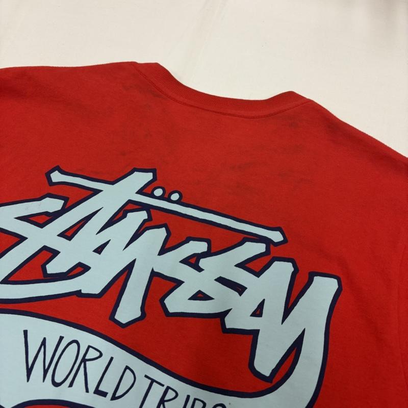 ステューシー STUSSY Tシャツ 長袖 長袖 ロゴ 両面プリント Tシャツ M ロゴ、文字 X プリント 赤 / レッド / red メンズ USED 古着 中古 50162980