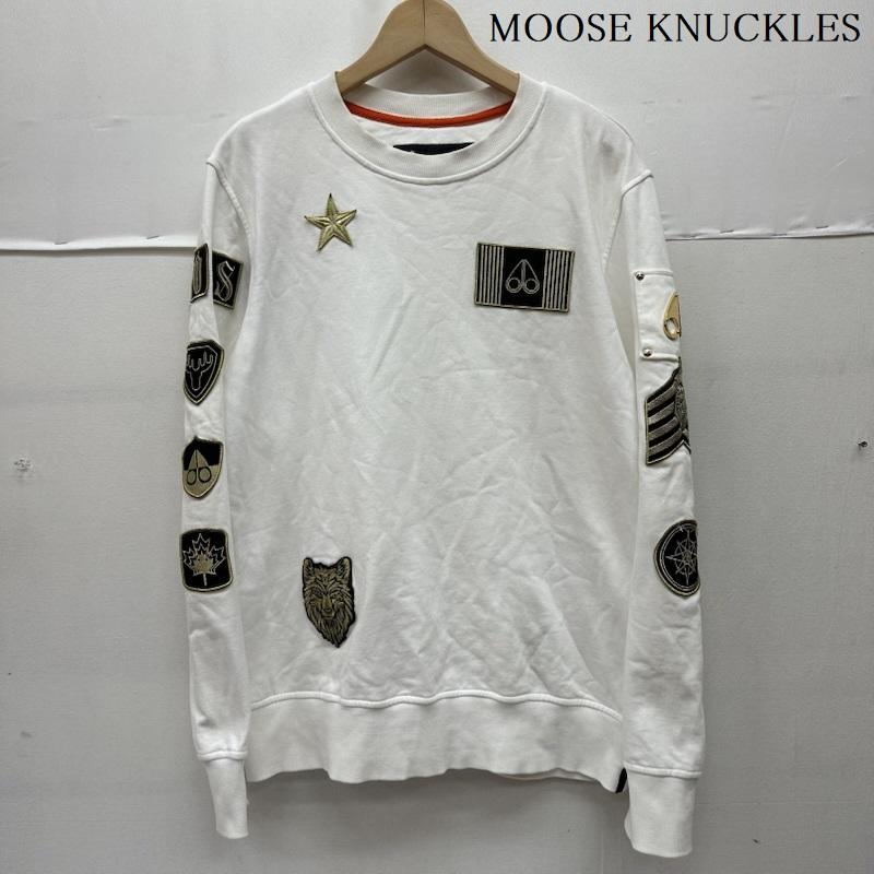 ムースナックルズ MOOSE KNUCKLES トレーナー 長袖 ワッペン クルーネック スウェット S 白 / ホワイト / white メンズ USED 古着 中古 50163007