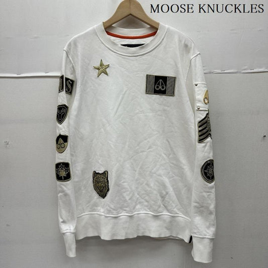 ムースナックルズ MOOSE KNUCKLES トレーナー 長袖 ワッペン クルーネック スウェット S 白 / ホワイト / white メンズ USED 古着 中古 50163007