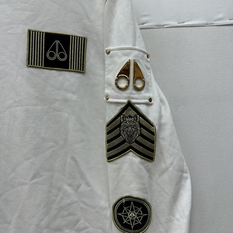 ムースナックルズ MOOSE KNUCKLES トレーナー 長袖 ワッペン クルーネック スウェット S 白 / ホワイト / white メンズ USED 古着 中古 50163007