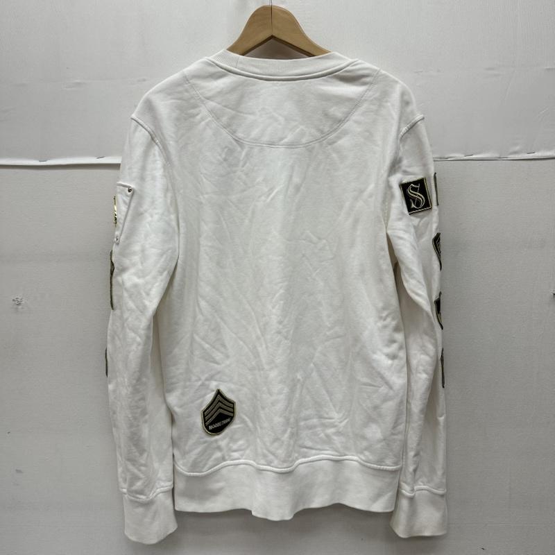 ムースナックルズ MOOSE KNUCKLES トレーナー 長袖 ワッペン クルーネック スウェット S 白 / ホワイト / white メンズ USED 古着 中古 50163007