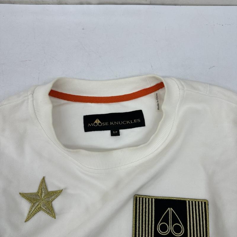 ムースナックルズ MOOSE KNUCKLES トレーナー 長袖 ワッペン クルーネック スウェット S 白 / ホワイト / white メンズ USED 古着 中古 50163007