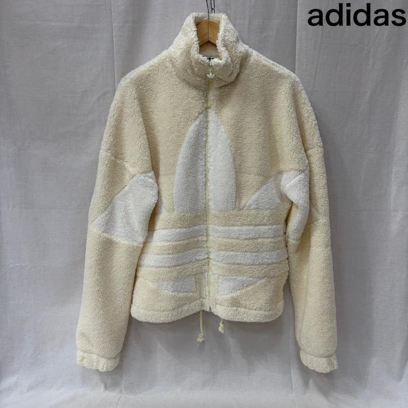 アディダス adidas ジャケット、上着 ジャンパー、ブルゾン トレフォイルボアジャケット フルジップ オフホワイト XS XS ロゴ、文字 アイボリー / アイボリー / メンズ USED 古着 中古 50163012