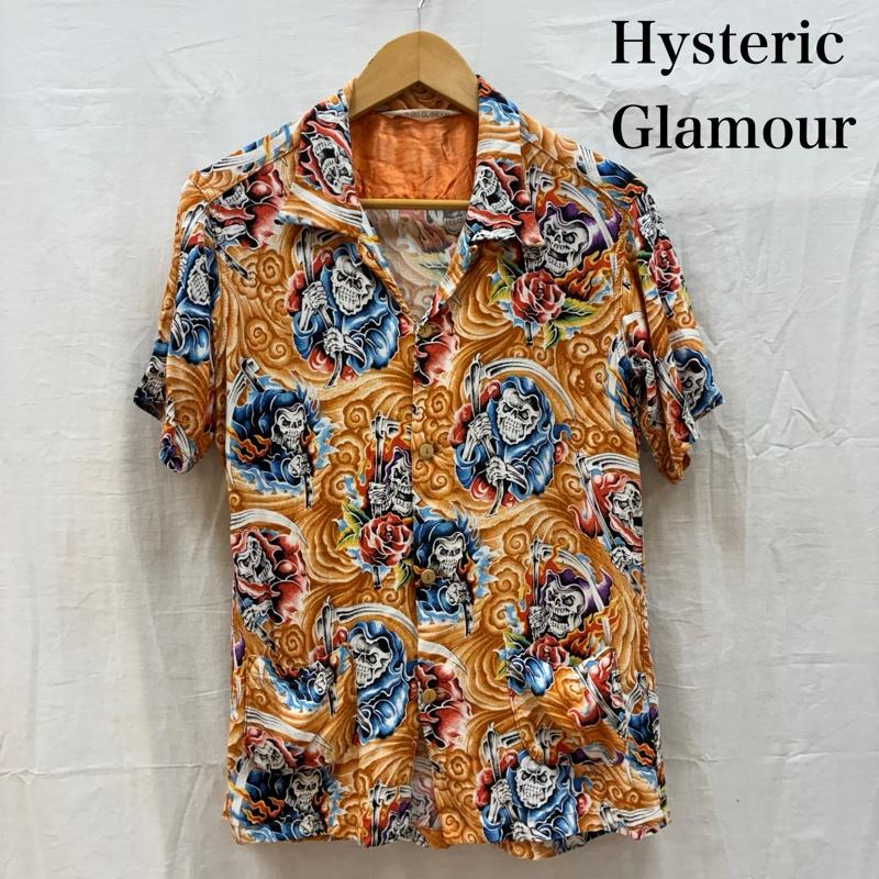 ヒステリックグラマー HYSTERIC GLAMOUR シャツ、ブラウス 半袖 オールド スカル 死神 薔薇 オープンカラー 開襟 アロハシャツ メンズ USED 古着 中古 50163017