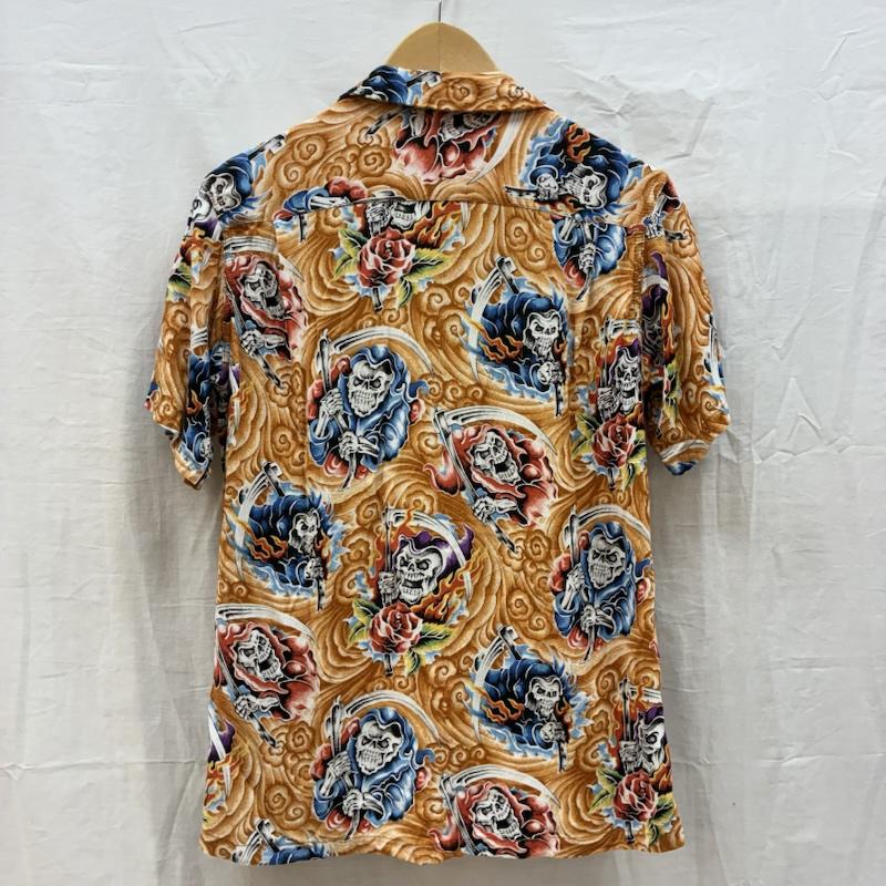 ヒステリックグラマー HYSTERIC GLAMOUR シャツ、ブラウス 半袖 オールド スカル 死神 薔薇 オープンカラー 開襟 アロハシャツ メンズ USED 古着 中古 50163017