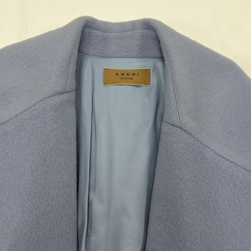 アメリ AMERI コート コート一般 AMERI vintage ロングコート ダブルブレスト ベルト ウール チェスター ビックカラー M 無地 青 / ブルー / blue レディース USED 古着 中古 50163030