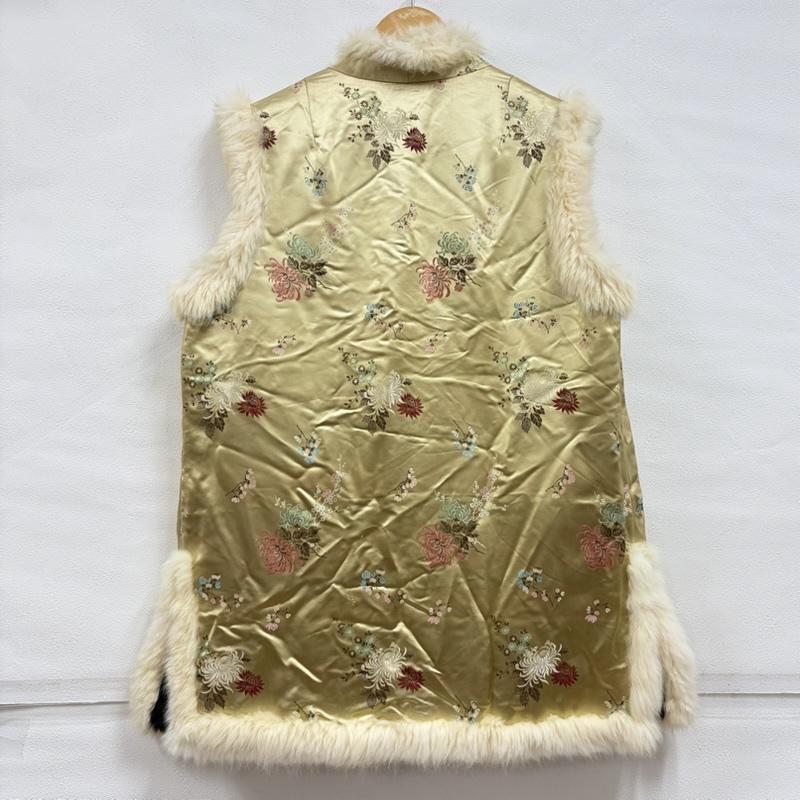 ヴィンテージ VINTAGE ベスト ベスト 金叶 Golden Leaf チャイナ 花柄 サテン ベスト 刺繍 ファー L 総柄 X 刺繍 ベージュ / ベージュ / beige X 金 / ゴールド / gold color X マルチカラー / マルチカラー / multicolor レディース USED 古着 中古 50163036