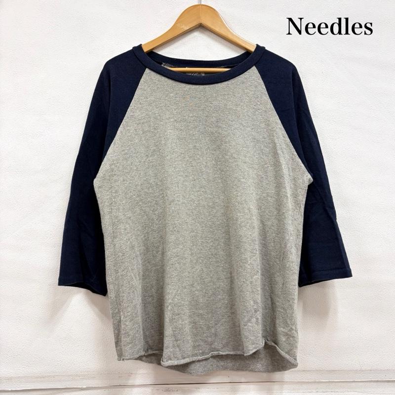 ニードルス Needles Tシャツ 七分袖 長袖 七分袖 ラグランスリーブ Tシャツ ロンT ラメ M 無地 灰 / グレー / gray X 紺 / ネイビー / navy X 金 / ゴールド / gold color メンズ USED 古着 中古 50163037