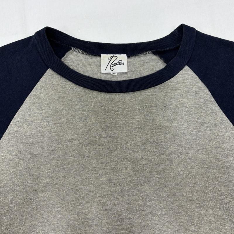 ニードルス Needles Tシャツ 七分袖 長袖 七分袖 ラグランスリーブ Tシャツ ロンT ラメ M 無地 灰 / グレー / gray X 紺 / ネイビー / navy X 金 / ゴールド / gold color メンズ USED 古着 中古 50163037