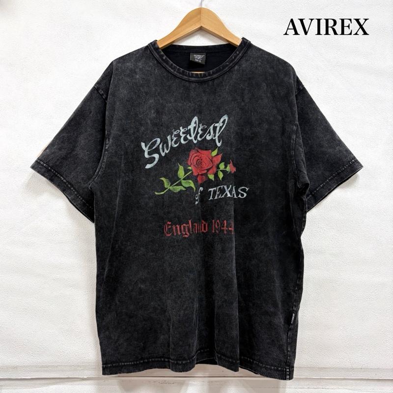 アヴィレックス AVIREX Tシャツ 半袖 26 限定 フェード 半袖 Tシャツ バラ プリント ロゴ 両面 SWEETEST OF TEXAS XL ロゴ、文字 X プリント 黒 / ブラック / black X 赤 / レッド / red X 緑 / グリーン / green メンズ USED 古着 中古 50163038