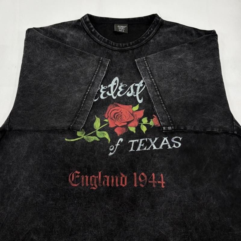 アヴィレックス AVIREX Tシャツ 半袖 26 限定 フェード 半袖 Tシャツ バラ プリント ロゴ 両面 SWEETEST OF TEXAS XL ロゴ、文字 X プリント 黒 / ブラック / black X 赤 / レッド / red X 緑 / グリーン / green メンズ USED 古着 中古 50163038