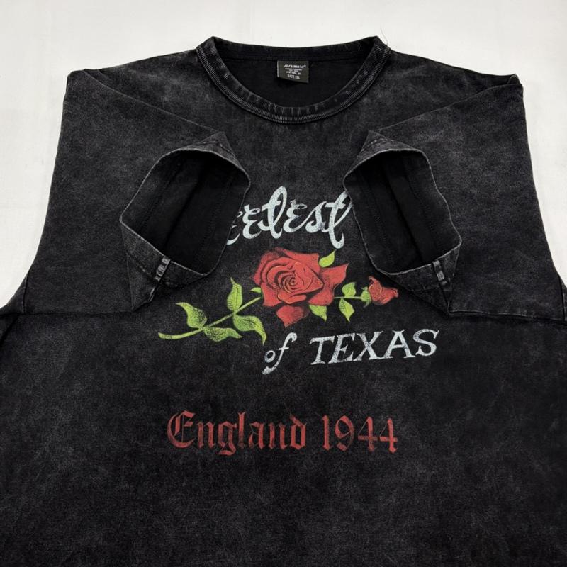 アヴィレックス AVIREX Tシャツ 半袖 26 限定 フェード 半袖 Tシャツ バラ プリント ロゴ 両面 SWEETEST OF TEXAS XL ロゴ、文字 X プリント 黒 / ブラック / black X 赤 / レッド / red X 緑 / グリーン / green メンズ USED 古着 中古 50163038