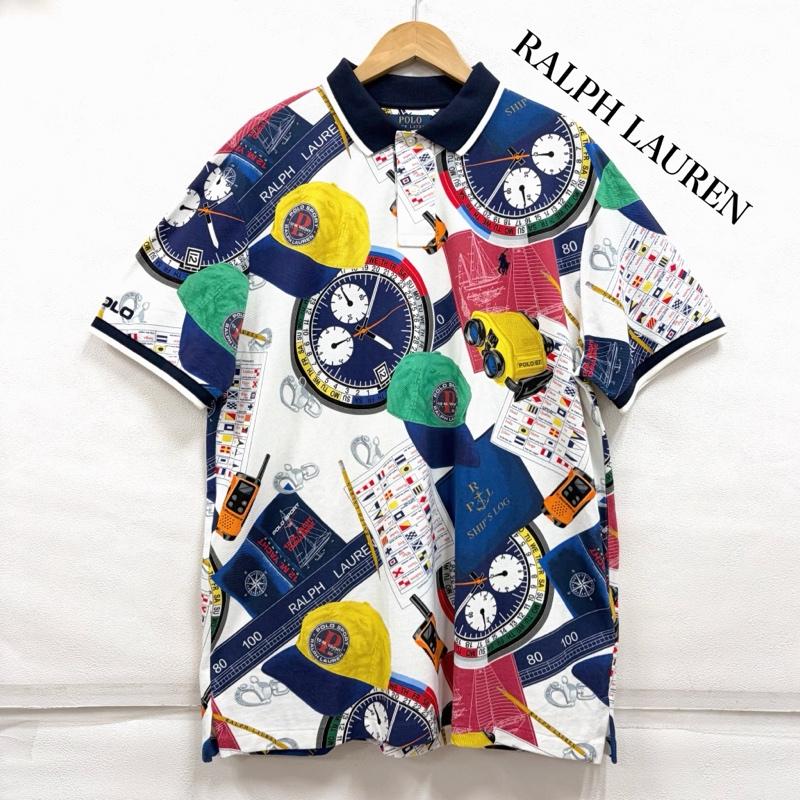 ポロラルフローレン POLO RALPH LAUREN ポロシャツ 半袖 半袖 ポロシャツ ポニー刺繍 総柄 グラフィック プリント キャップ 時計 復刻 XL ロゴ、文字 X プリント X 総柄 マルチカラー / マルチカラー / multicolor メンズ USED 古着 中古 50163039