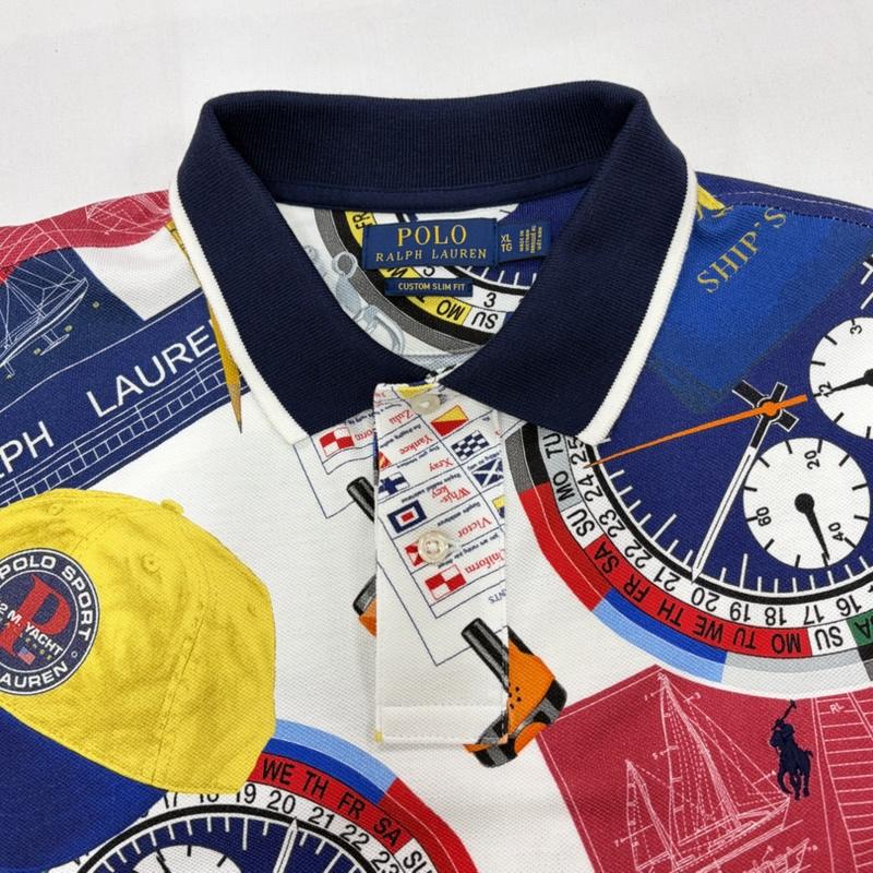 ポロラルフローレン POLO RALPH LAUREN ポロシャツ 半袖 半袖 ポロシャツ ポニー刺繍 総柄 グラフィック プリント キャップ 時計 復刻 XL ロゴ、文字 X プリント X 総柄 マルチカラー / マルチカラー / multicolor メンズ USED 古着 中古 50163039