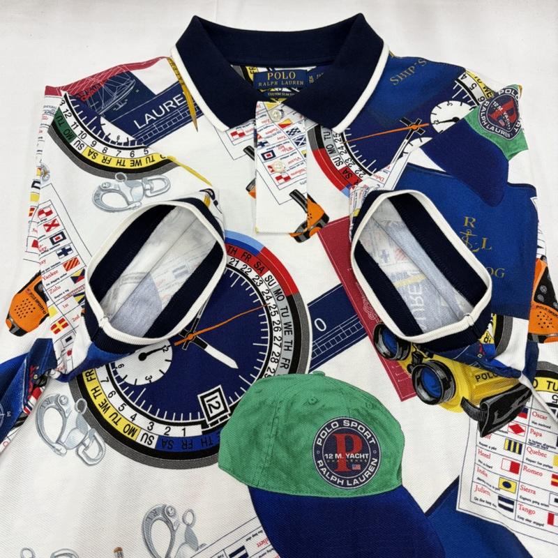 ポロラルフローレン POLO RALPH LAUREN ポロシャツ 半袖 半袖 ポロシャツ ポニー刺繍 総柄 グラフィック プリント キャップ 時計 復刻 XL ロゴ、文字 X プリント X 総柄 マルチカラー / マルチカラー / multicolor メンズ USED 古着 中古 50163039