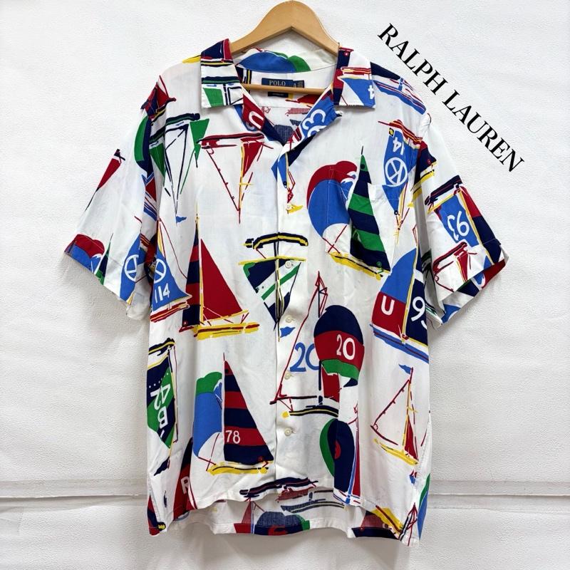 ポロラルフローレン POLO RALPH LAUREN シャツ、ブラウス 半袖 半袖 オープンカラーシャツ 総柄 プリント ポケット ポニー刺繡 マリン グラフィック ヴィンテージ XL プリント X 総柄 白 / ホワイト / white X マルチカラー / マルチカラー / multicolor メンズ USED 古着 中古 50163040