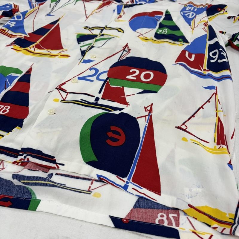 ポロラルフローレン POLO RALPH LAUREN シャツ、ブラウス 半袖 半袖 オープンカラーシャツ 総柄 プリント ポケット ポニー刺繡 マリン グラフィック ヴィンテージ XL プリント X 総柄 白 / ホワイト / white X マルチカラー / マルチカラー / multicolor メンズ USED 古着 中古 50163040