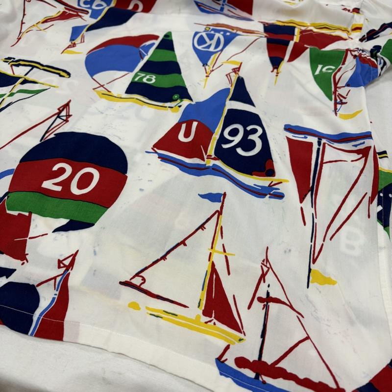 ポロラルフローレン POLO RALPH LAUREN シャツ、ブラウス 半袖 半袖 オープンカラーシャツ 総柄 プリント ポケット ポニー刺繡 マリン グラフィック ヴィンテージ XL プリント X 総柄 白 / ホワイト / white X マルチカラー / マルチカラー / multicolor メンズ USED 古着 中古 50163040