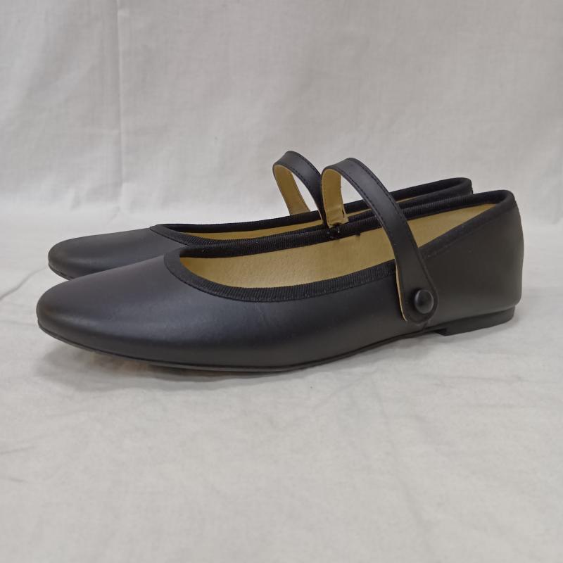 古着 USED 革靴 革靴 1001 PATTES ミルエユヌパット ONE STRAP PUMPS マット ストラップシューズ 牛革 イタリア製 size 39 - 無地 黒 / ブラック / black レディース USED 古着 中古 50163042