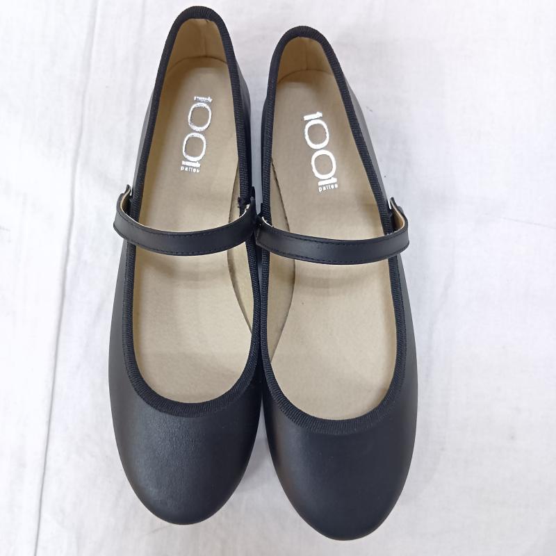 古着 USED 革靴 革靴 1001 PATTES ミルエユヌパット ONE STRAP PUMPS マット ストラップシューズ 牛革 イタリア製 size 39 - 無地 黒 / ブラック / black レディース USED 古着 中古 50163042