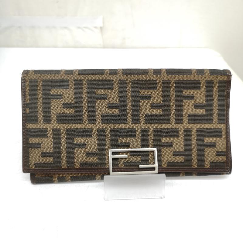 フェンディ FENDI 財布 長財布 ズッカ柄 二つ折り 長財布 15828 FFロゴ ナイロン キャンバス - 茶 / ブラウン / brown レディース USED 古着 中古 50163045