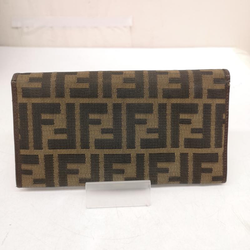 フェンディ FENDI 財布 長財布 ズッカ柄 二つ折り 長財布 15828 FFロゴ ナイロン キャンバス - 茶 / ブラウン / brown レディース USED 古着 中古 50163045