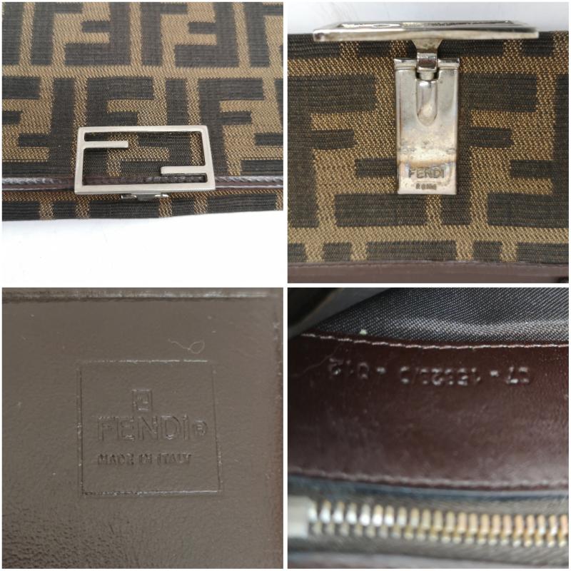 フェンディ FENDI 財布 長財布 ズッカ柄 二つ折り 長財布 15828 FFロゴ ナイロン キャンバス - 茶 / ブラウン / brown レディース USED 古着 中古 50163045