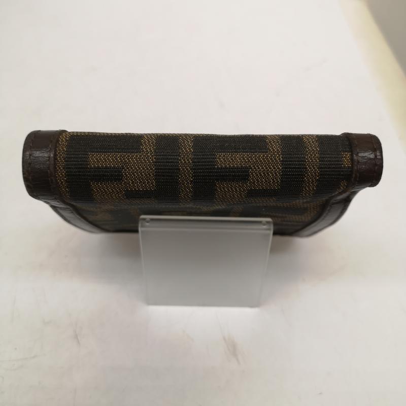 フェンディ FENDI 財布 二つ折り ズッカ柄 二つ折り がま口 財布 30782 FFロゴ ナイロンキャンバス - 茶 / ブラウン / brown レディース USED 古着 中古 50163046