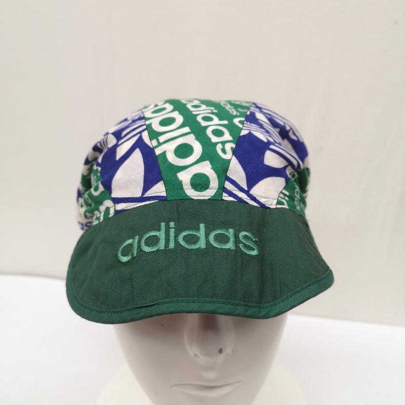 アディダス adidas 帽子 キャップ 80s 90s バンダナ キャップ ヴィンテージ デサント - 白 / ホワイト / white X 緑 / グリーン / green X 紫 / パープル / purple メンズ USED 古着 中古 50163060