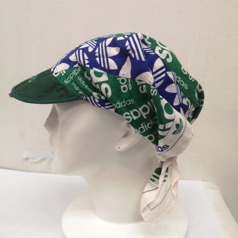 アディダス adidas 帽子 キャップ 80s 90s バンダナ キャップ ヴィンテージ デサント - 白 / ホワイト / white X 緑 / グリーン / green X 紫 / パープル / purple メンズ USED 古着 中古 50163060