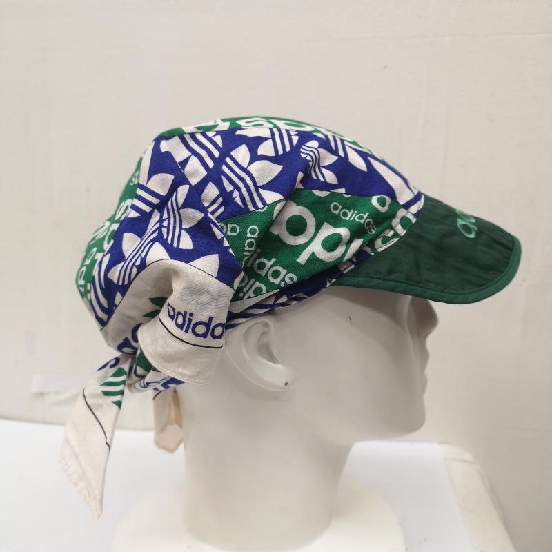 アディダス adidas 帽子 キャップ 80s 90s バンダナ キャップ ヴィンテージ デサント - 白 / ホワイト / white X 緑 / グリーン / green X 紫 / パープル / purple メンズ USED 古着 中古 50163060