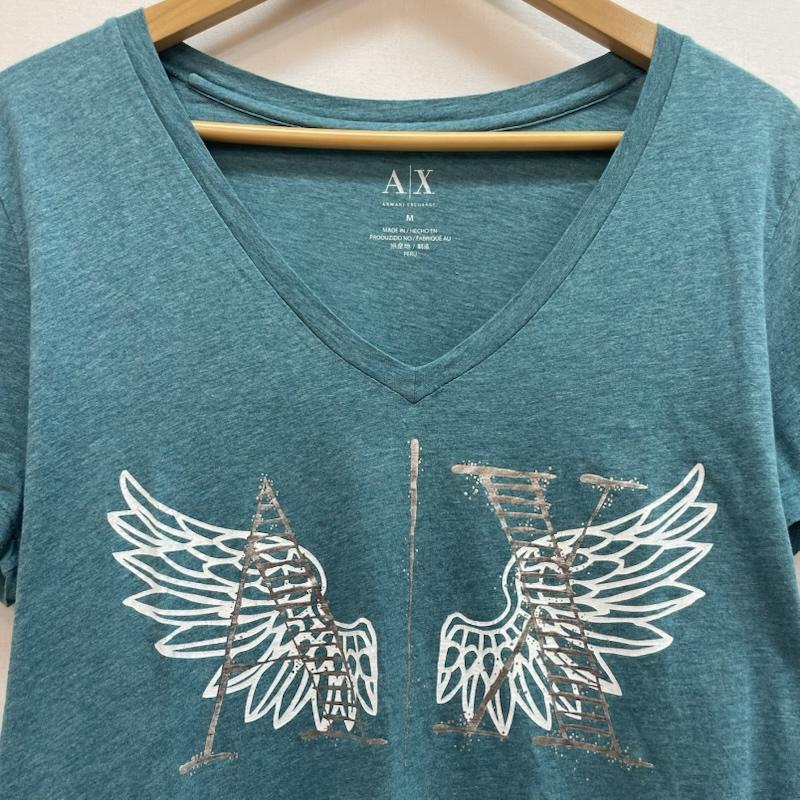 アルマーニエクスチェンジ A/X ARMANIEXCHANGE Tシャツ 半袖 ウイング グラフィッ クプリント Vネック 半袖 Tシャツ M プリント X ロゴ、文字 青 / ブルー / blue メンズ USED 古着 中古 50163062