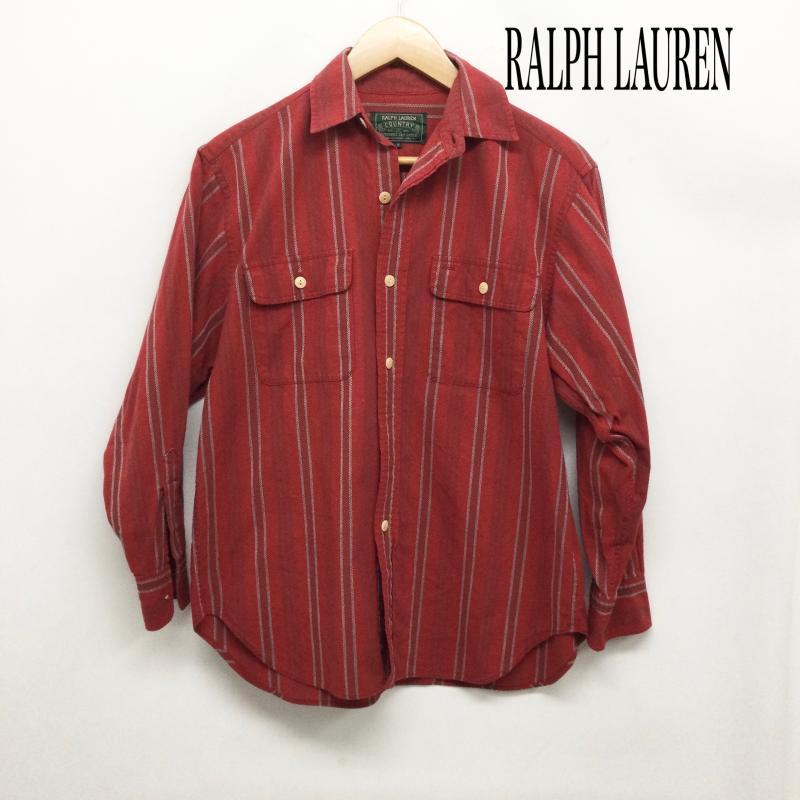 ラルフローレン RALPHLAUREN シャツ、ブラウス 長袖 ポロラルフローレン カントリー　長袖シャツ 7 ストライプ 赤 / レッド / red レディース USED 古着 中古 50163070