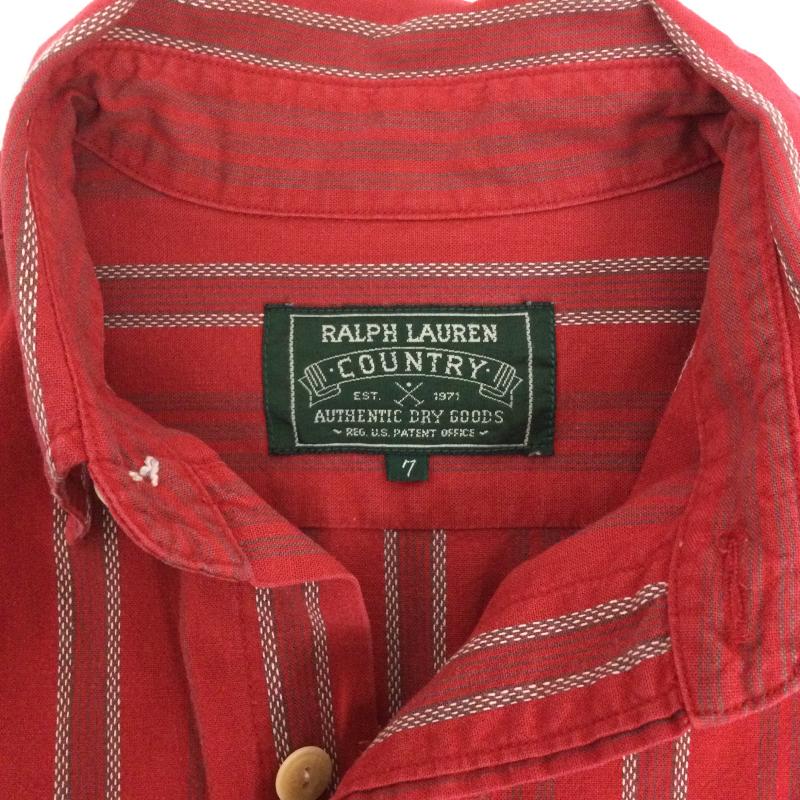 ラルフローレン RALPHLAUREN シャツ、ブラウス 長袖 ポロラルフローレン カントリー　長袖シャツ 7 ストライプ 赤 / レッド / red レディース USED 古着 中古 50163070