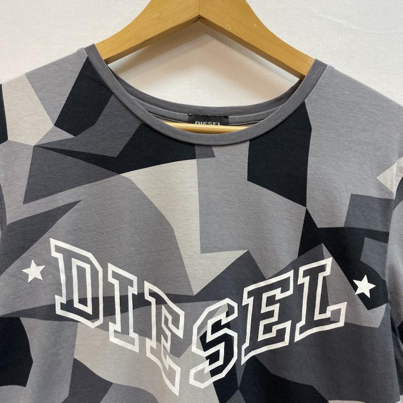 ディーゼル DIESEL Tシャツ 半袖 ブランド ロゴ 幾何学 カモフラージュ 柄 半袖 Tシャツ M ロゴ、文字 X プリント X 幾何柄 X カモフラージュ柄・迷彩 灰 / グレー / gray X 黒 / ブラック / black メンズ USED 古着 中古 50163071