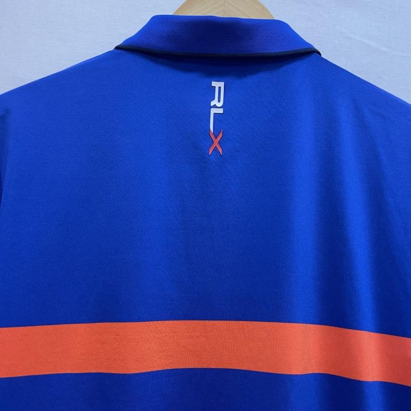 ポロラルフローレン POLO RALPH LAUREN ポロシャツ 半袖 RLX ボーダー 柄 ポロシャツ XS ボーダー柄 青 / ブルー / blue X 橙 / オレンジ / orange メンズ USED 古着 中古 50163073