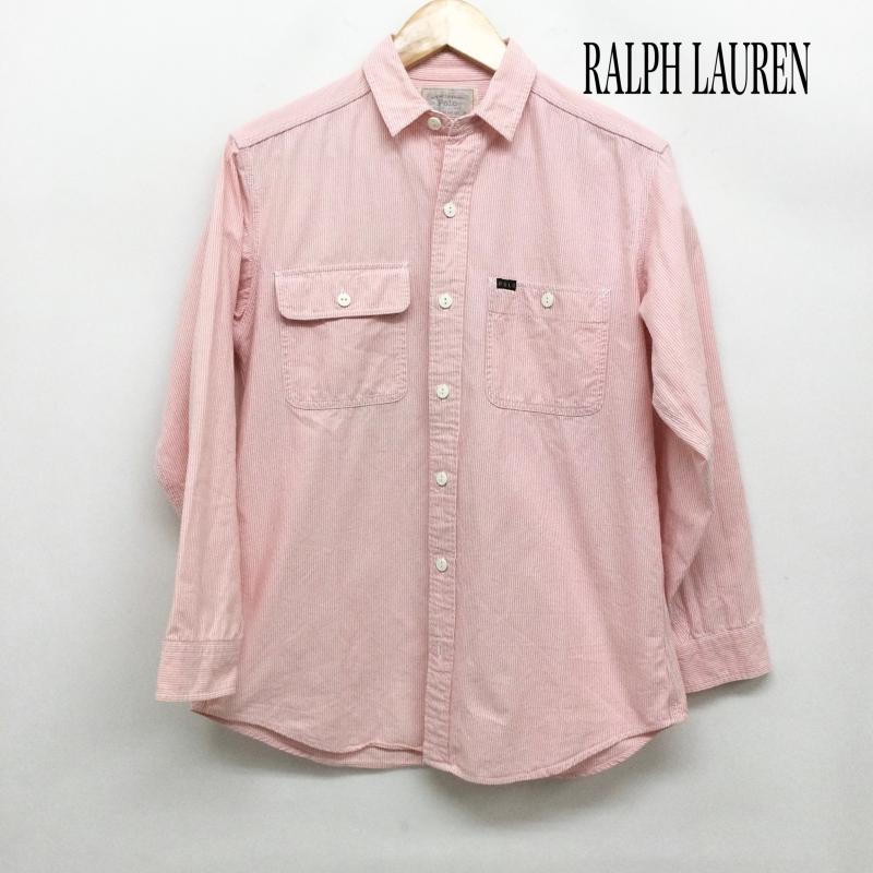 ラルフローレン RALPHLAUREN シャツ、ブラウス 長袖 ポロラルフローレン 白タグ　長袖シャツ　サイズ170 S ストライプ 赤 / レッド / red メンズ USED 古着 中古 50163074