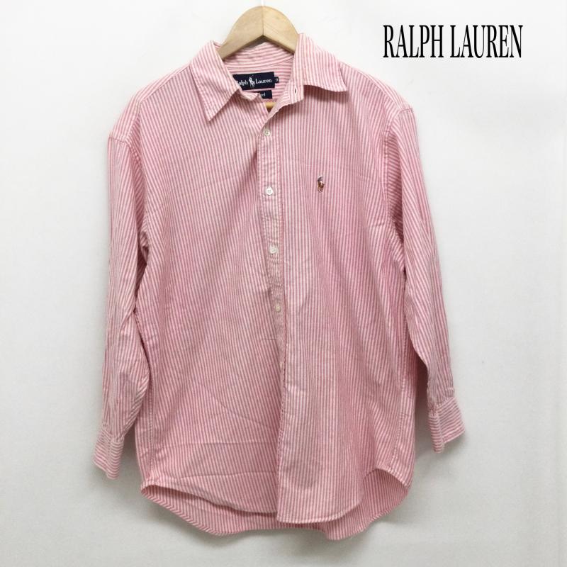 ラルフローレン RALPHLAUREN シャツ、ブラウス 長袖 ポロラルフローレン THE BIG OXFORD SHIRT　長袖シャツ L ストライプ 桃 / ピンク / pink レディース USED 古着 中古 50163077