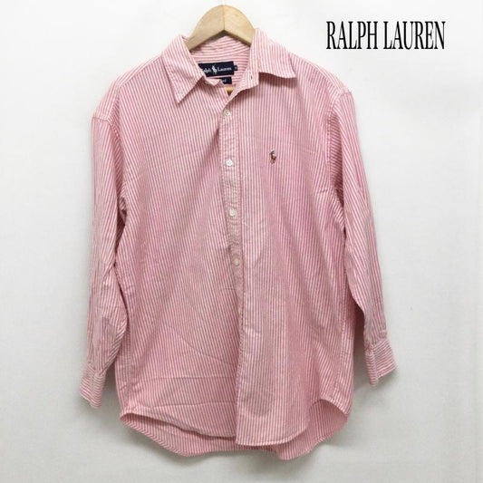 ラルフローレン RALPHLAUREN シャツ、ブラウス 長袖 ポロラルフローレン THE BIG OXFORD SHIRT　長袖シャツ L ストライプ 桃 / ピンク / pink レディース USED 古着 中古 50163077