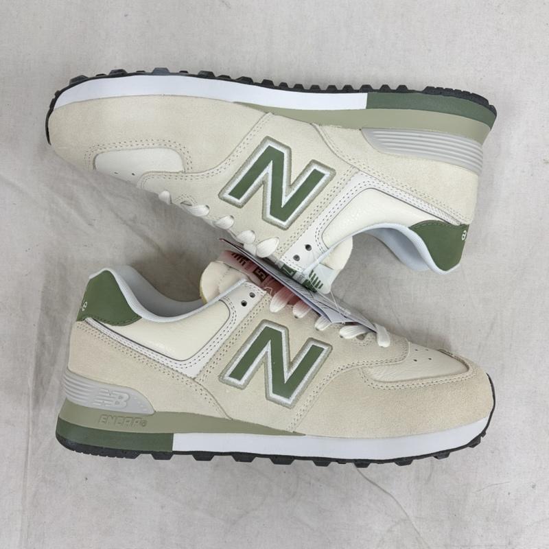 ニューバランス New Balance スニーカー スニーカー U5742KF スウェード メッシュ スニーカー クラシック ロゴ 27.0cm ロゴ、文字 白 / ホワイト / white X カーキ / カーキ / khaki メンズ USED 古着 中古 50163079