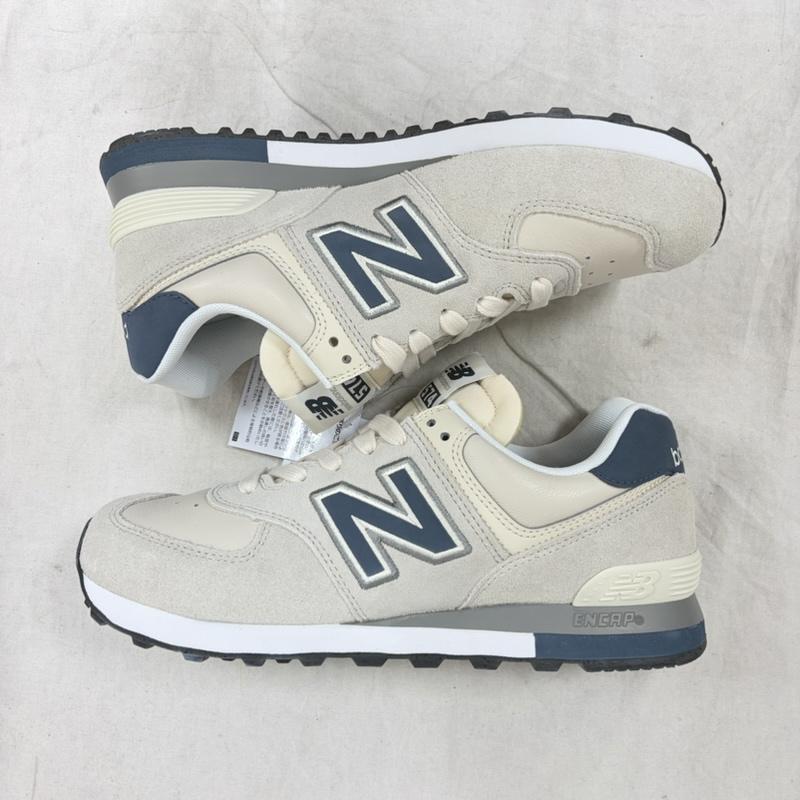 ニューバランス New Balance スニーカー スニーカー U57481N スウェード メッシュ スニーカー クラシック ロゴ 27.0cm ロゴ、文字 白 / ホワイト / white X 紺 / ネイビー / navy メンズ USED 古着 中古 50163080