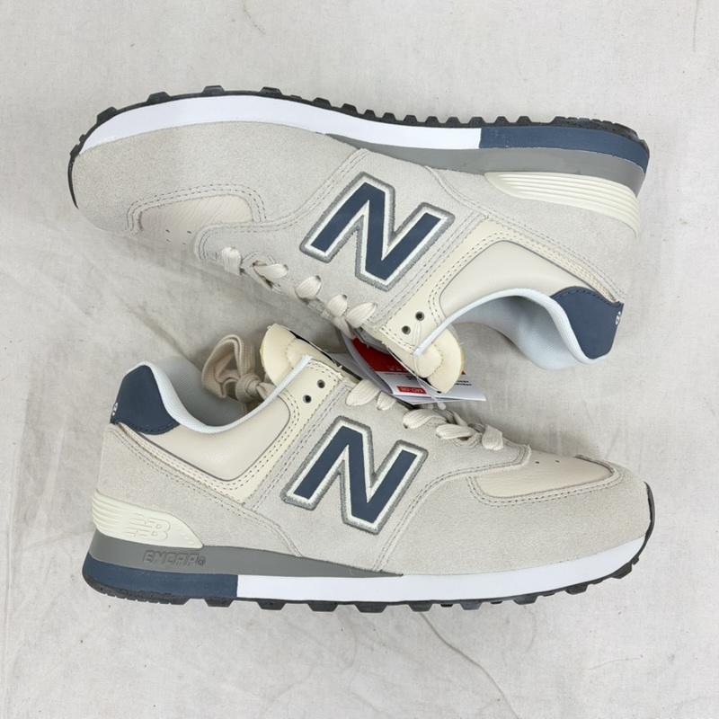 ニューバランス New Balance スニーカー スニーカー U57481N スウェード メッシュ スニーカー クラシック ロゴ 27.0cm ロゴ、文字 白 / ホワイト / white X 紺 / ネイビー / navy メンズ USED 古着 中古 50163080