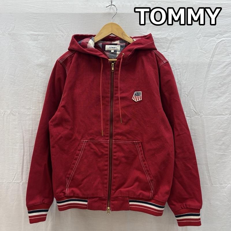 トミー TOMMY ジャケット、上着 ジャンパー、ブルゾン ダック生地 フード ジップアップ ワーク ジャケット メッシュライナー L 赤 / レッド / red メンズ USED 古着 中古 50163085