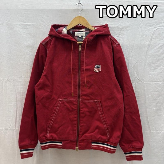 トミー TOMMY ジャケット、上着 ジャンパー、ブルゾン ダック生地 フード ジップアップ ワーク ジャケット メッシュライナー L 赤 / レッド / red メンズ USED 古着 中古 50163085