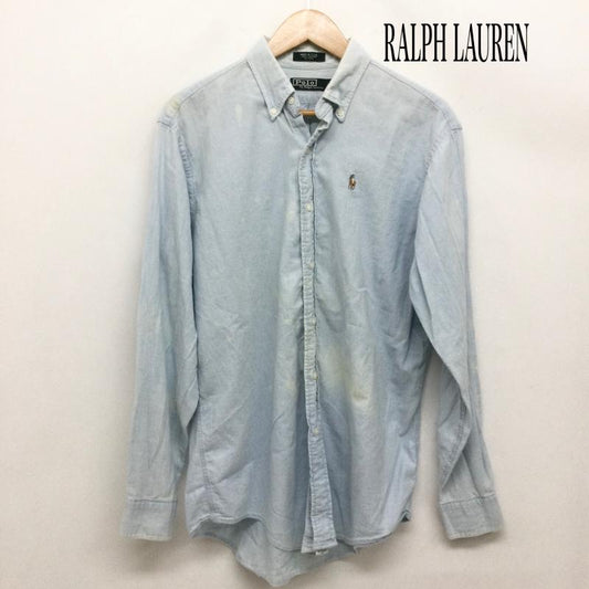 ラルフローレン RALPHLAUREN シャツ、ブラウス 長袖 ポロラルフローレン 長袖シャツ　MADE IN USA XL 無地 水色 / ライトブルー / メンズ USED 古着 中古 50163090