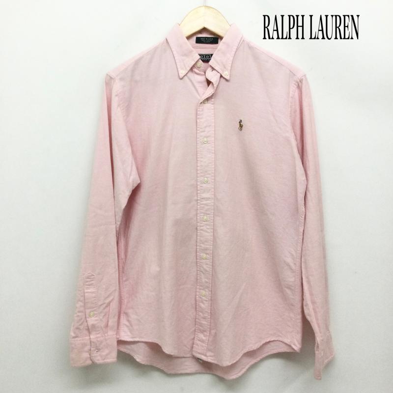 ラルフローレン RALPHLAUREN シャツ、ブラウス 長袖 ポロラルフローレン 長袖シャツ　MADE IN USA M 無地 桃 / ピンク / pink メンズ USED 古着 中古 50163094