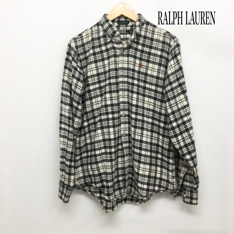 ラルフローレン RALPHLAUREN シャツ、ブラウス 長袖 ポロラルフローレン 長袖シャツ　MADE IN USA M チェック 灰 / グレー / gray メンズ USED 古着 中古 50163095